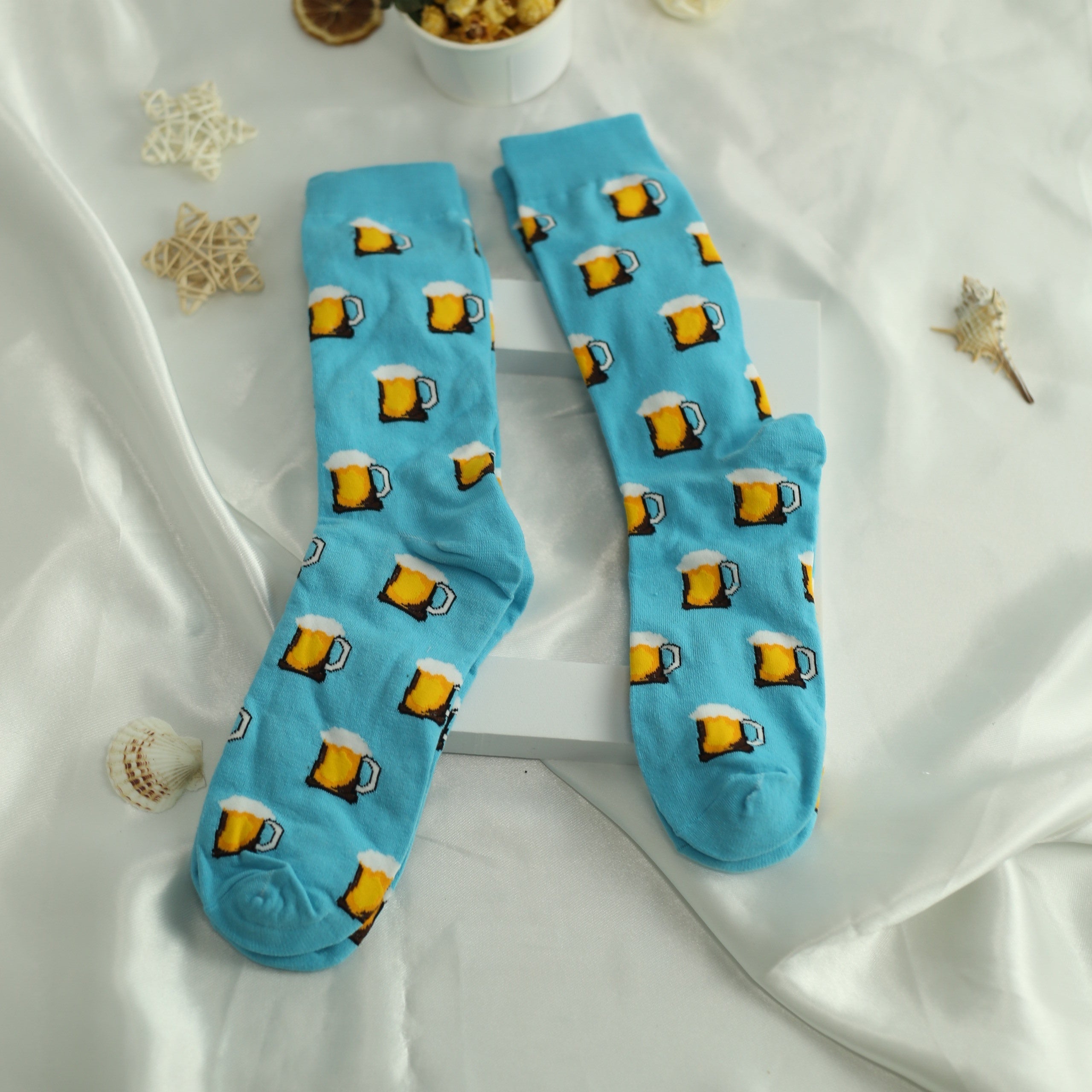 Men's Cartoon Beer Crew Socks 2 Pairs