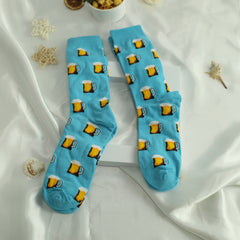 Men's Cartoon Beer Crew Socks 2 Pairs