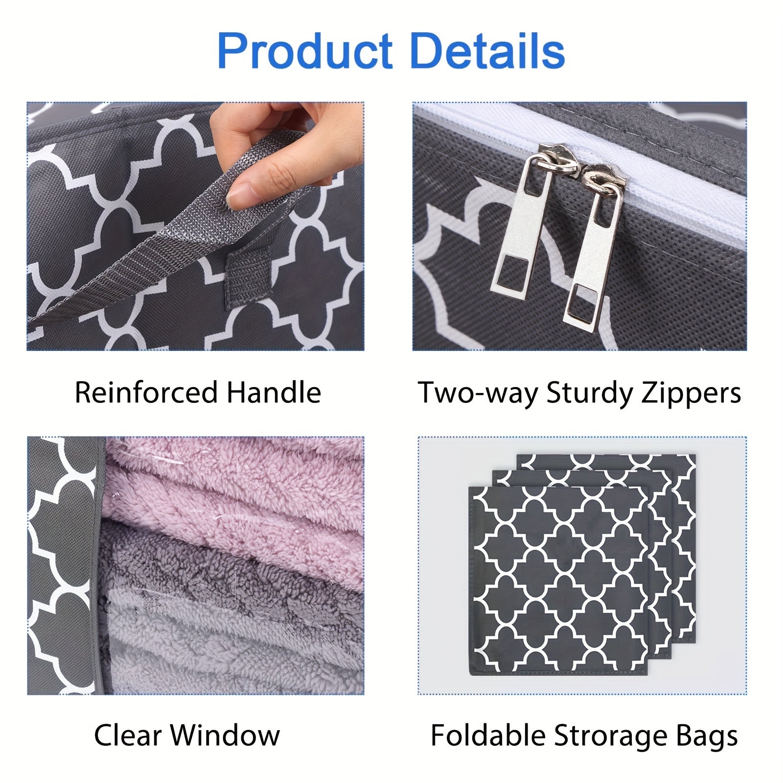 3pcs Large Capacity Storage Bag Clothes Organizer