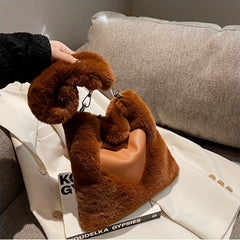 Heart Plush Handbag Fuzzy Shoulder Bag