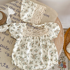 Baby Girls Floral Print Onesie & Hat Set