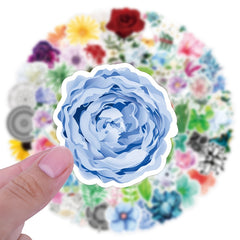 100 Flower Stickers Pack Vinyl Decals Hydroflask Laptop Scrapbooking