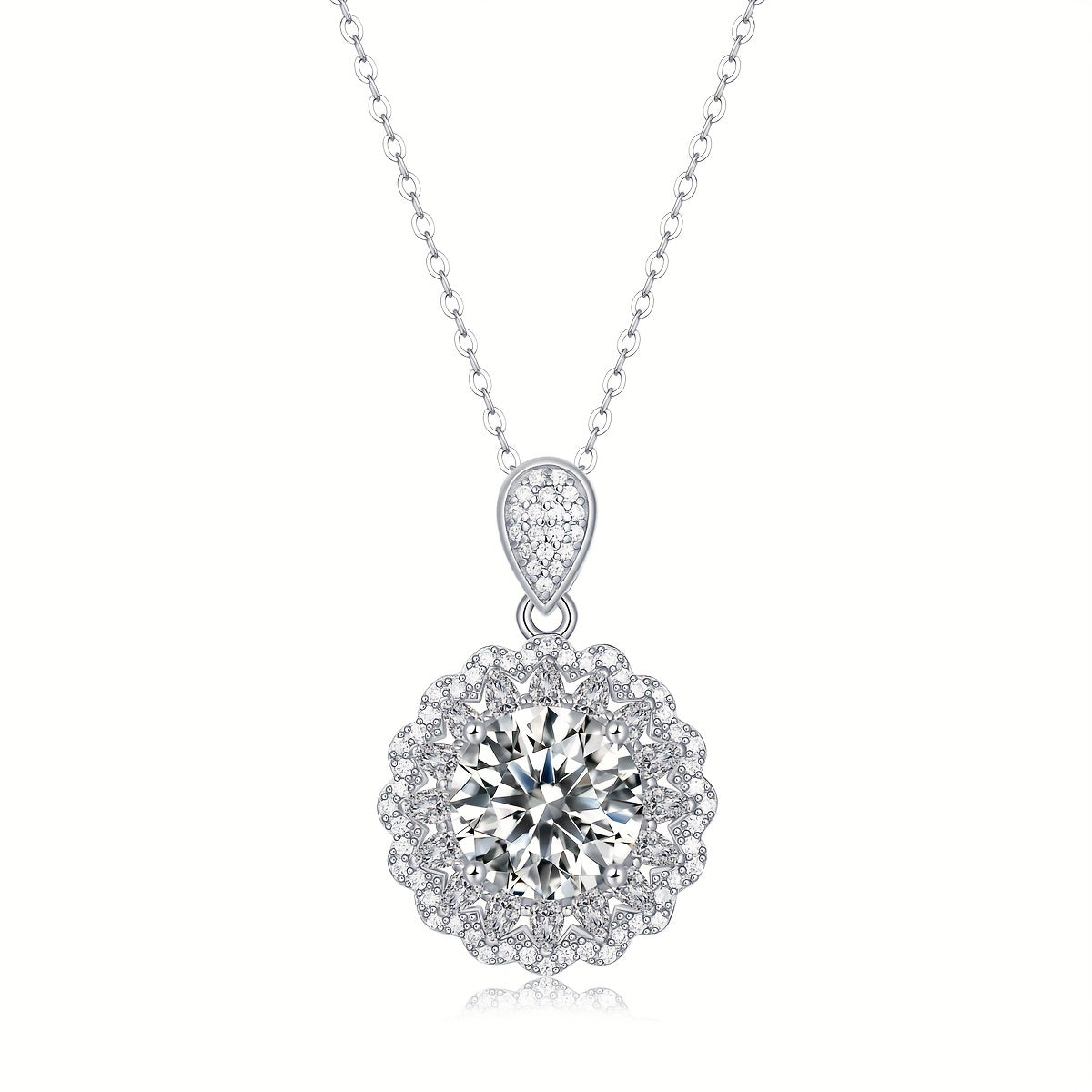 5ct Moissanite Necklace 925 Silver Women's Pendant Chain Jewelry Decor