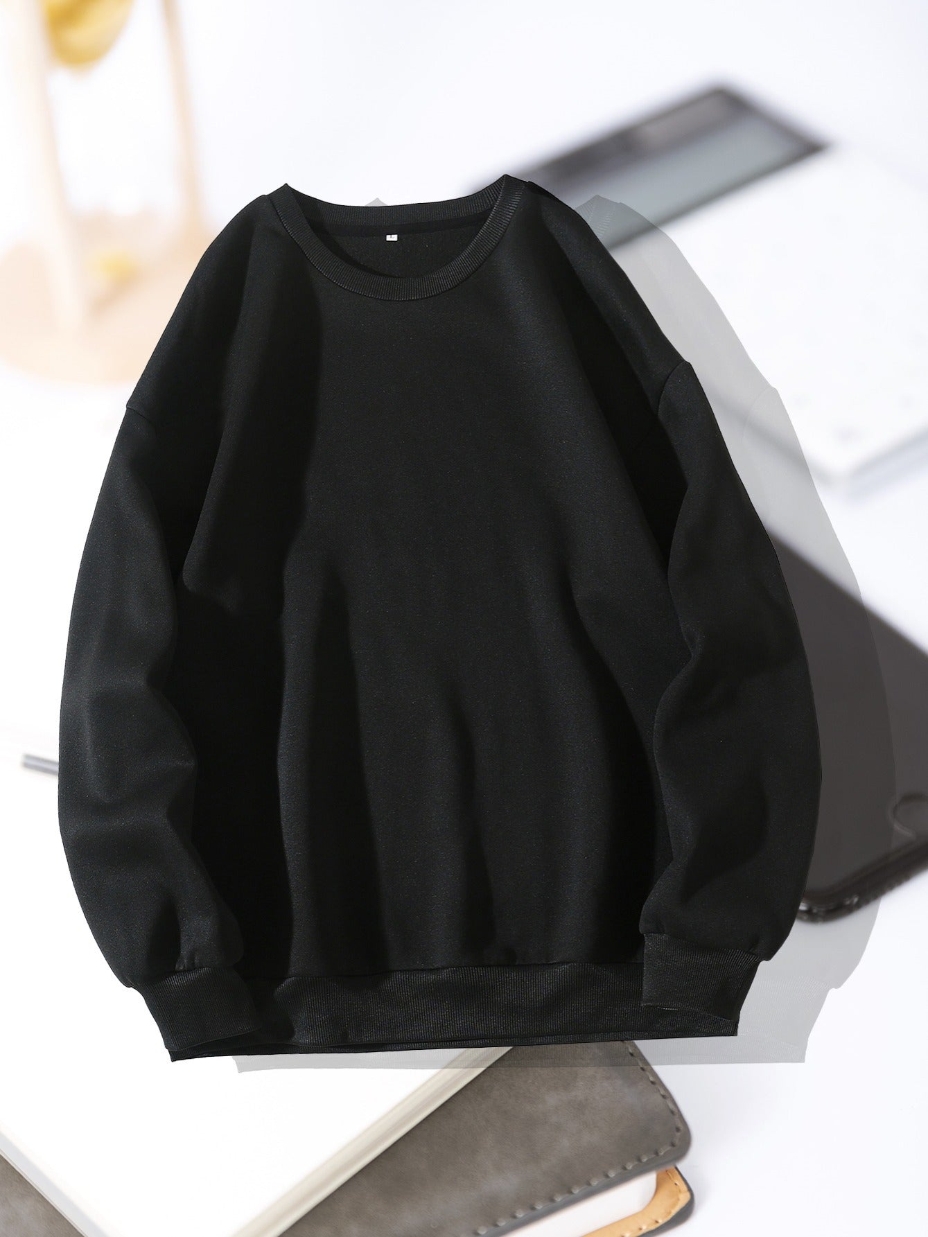 Women's Solid Loose Crew Neck Sweatshirt