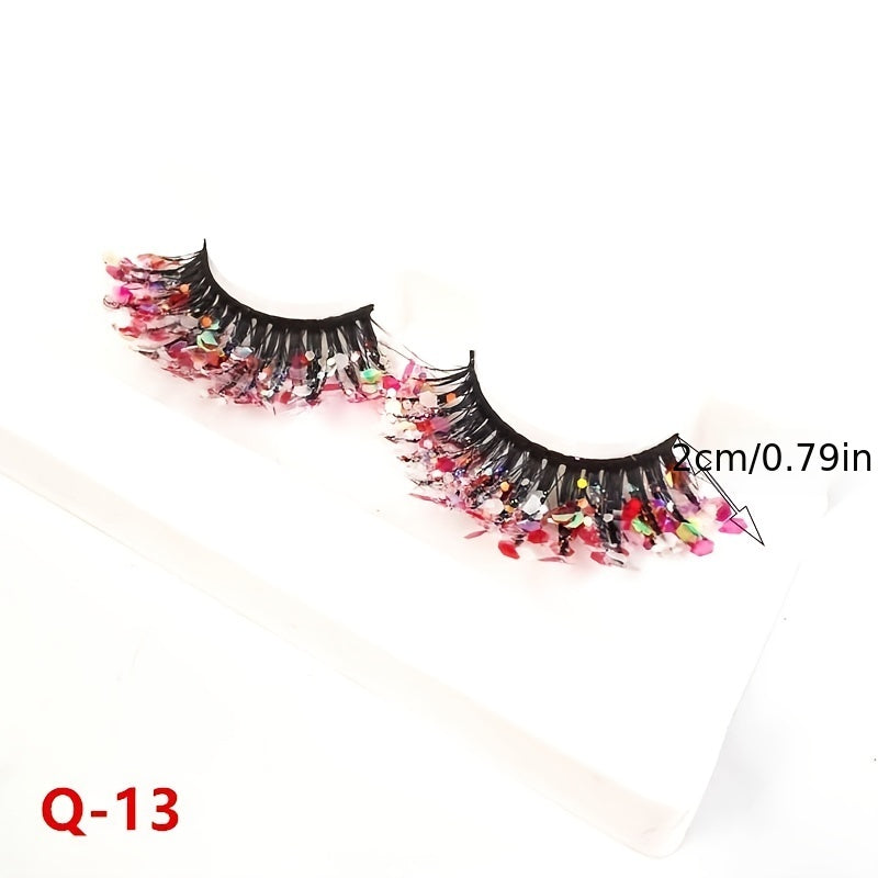 Glitter False Eyelashes Dramatic Fluffy Makeup Lashes for Stage Cosplay Parties