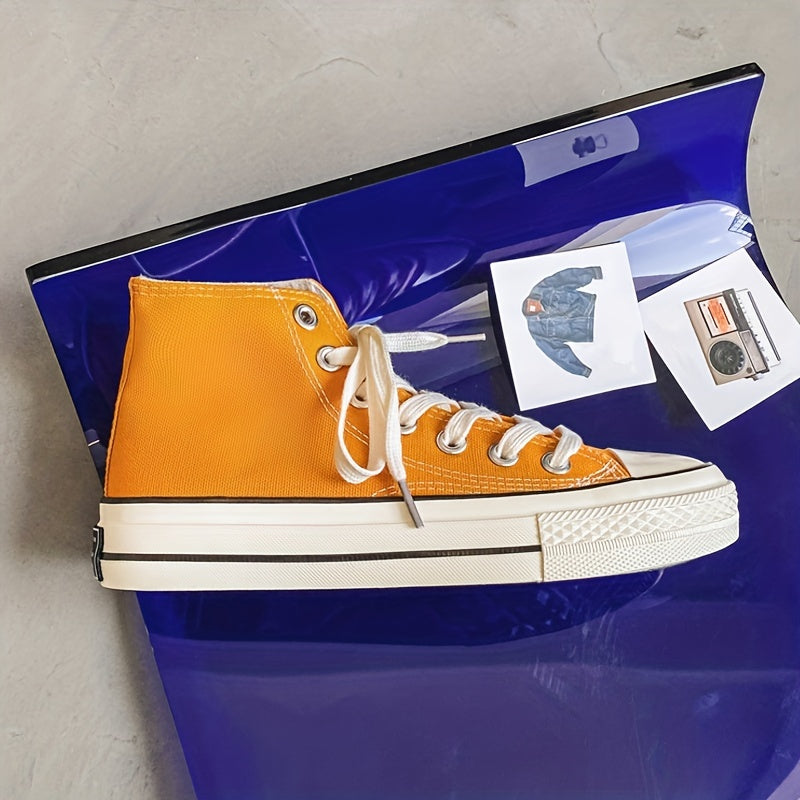 Women's Stars & Letter Print Lace Up High Canvas Shoes