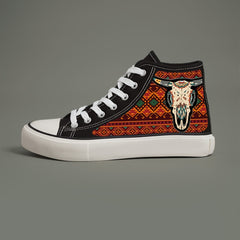 Cow Print Plush Lined Thermal Chunky Canvas Sneakers