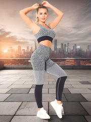 2-Pc Sports Bra & Yoga Pants Set Shock Absorption High Waist Butt Lifting