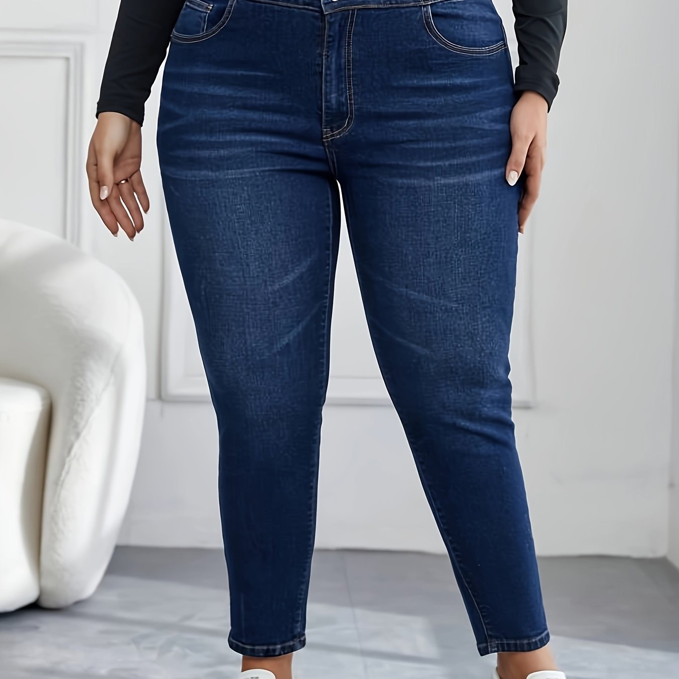 Women's Plus High Rise Skinny Jeans Button Fly