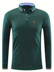 Men's Cross Print Long Sleeve Shirt Casual Button Up Top