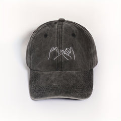 Distressed Gray Embroidered Baseball Cap