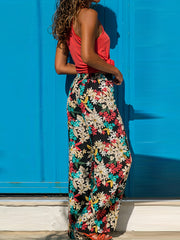 Boho Floral Print High Waist Pants for Women