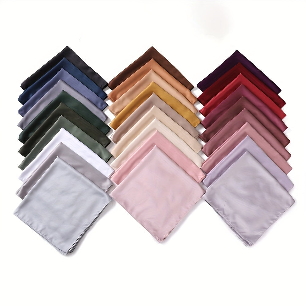 Satin Square Scarf Soft Solid Hijab Large Turban Head Wrap 109x109
