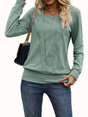 Solid Cable Knit Long Sleeve Top