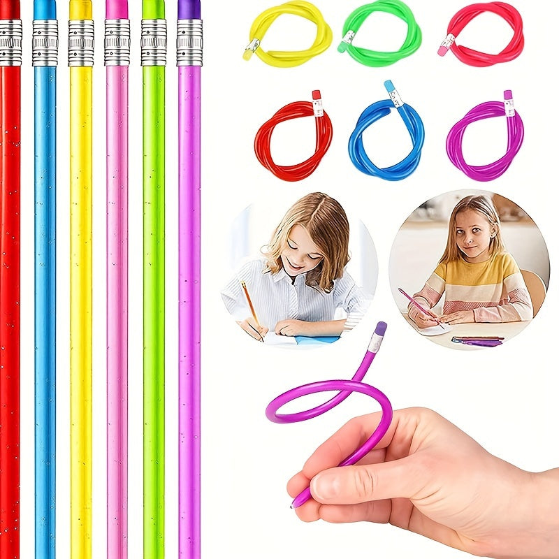 6pcs Colorful Magic Bending Pencils Neon Colors with Erasers