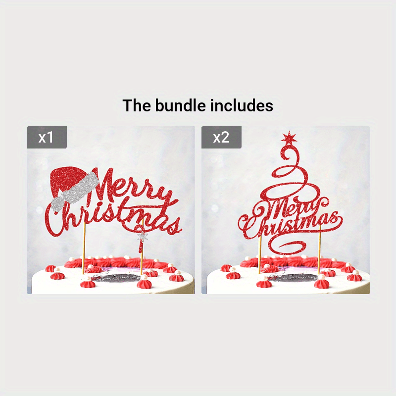 Merry Christmas Cake Insert Santa Hat Theme Cake Decoration