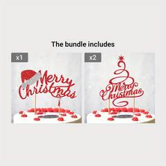 Merry Christmas Cake Insert Santa Hat Theme Cake Decoration