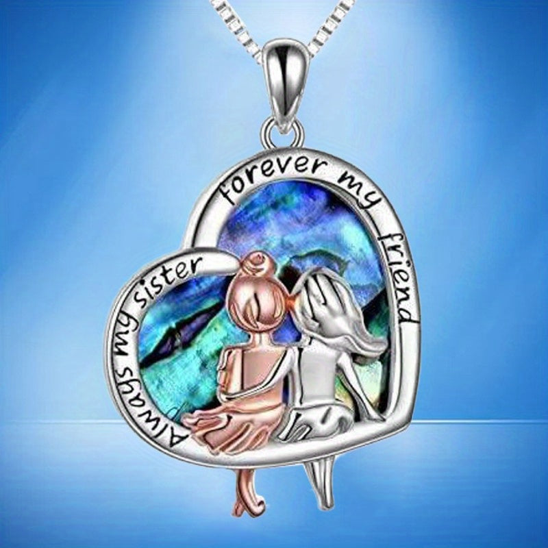 Sisters Heart Pendant Necklace - Party Gift For Girls