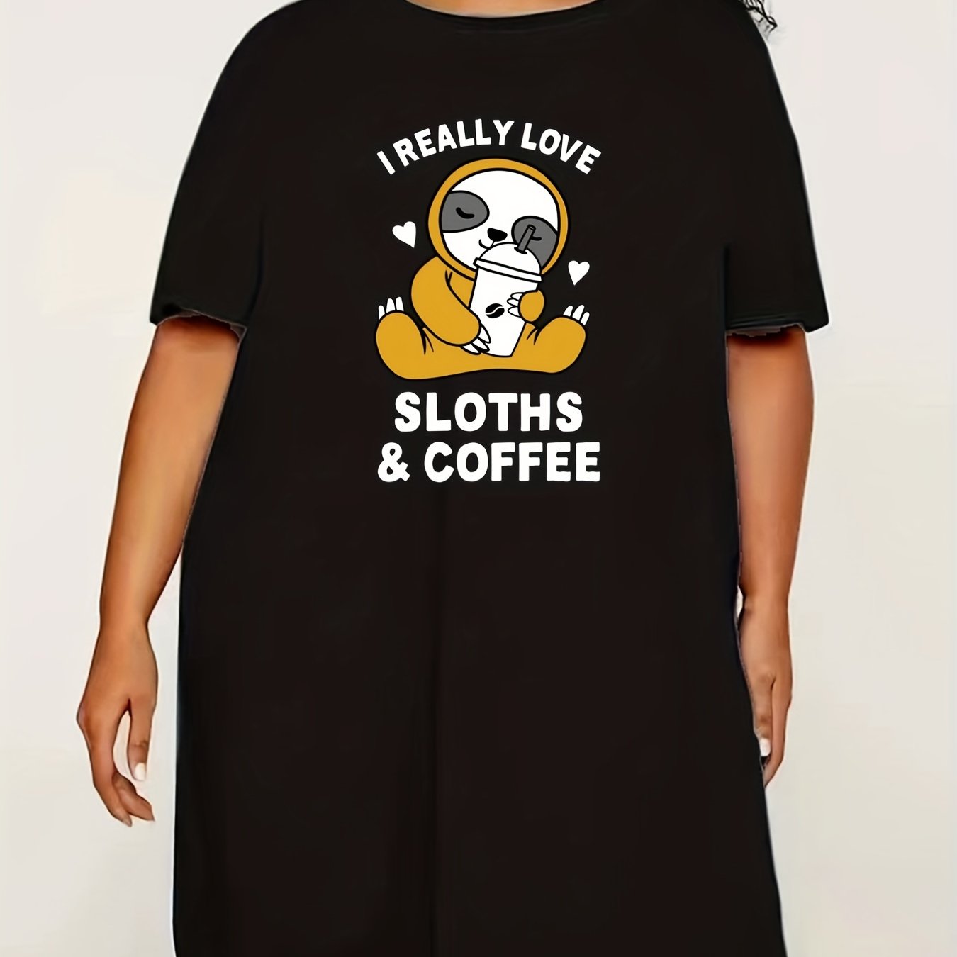 Casual Loungewear Dress Women's Plus Cartoon Animal & Letter Print