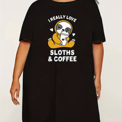 Casual Loungewear Dress Women's Plus Cartoon Animal & Letter Print