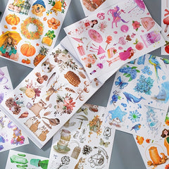 50 Retro Magazine Glitter Cartoon Stickers for Scrapbooking Journals
