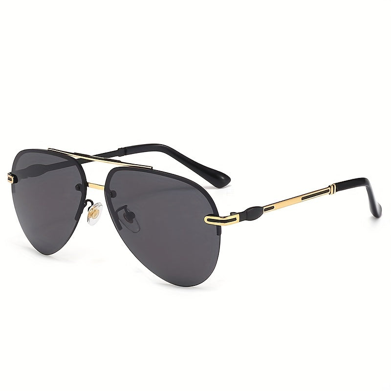 Polarized Night Vision Driving Sunglasses Top Bar Aviator Semi Rimless Glasses