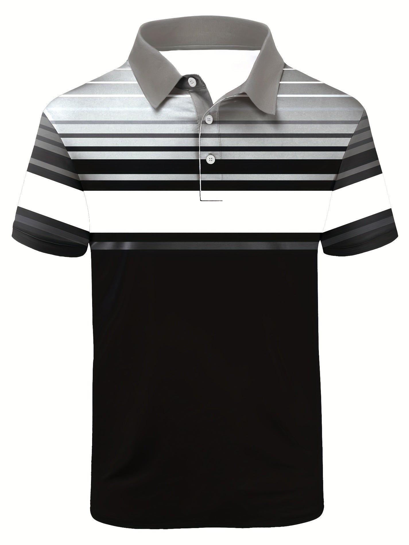 Men's Striped Casual Golf Shirt Short Sleeve Button Down Top
