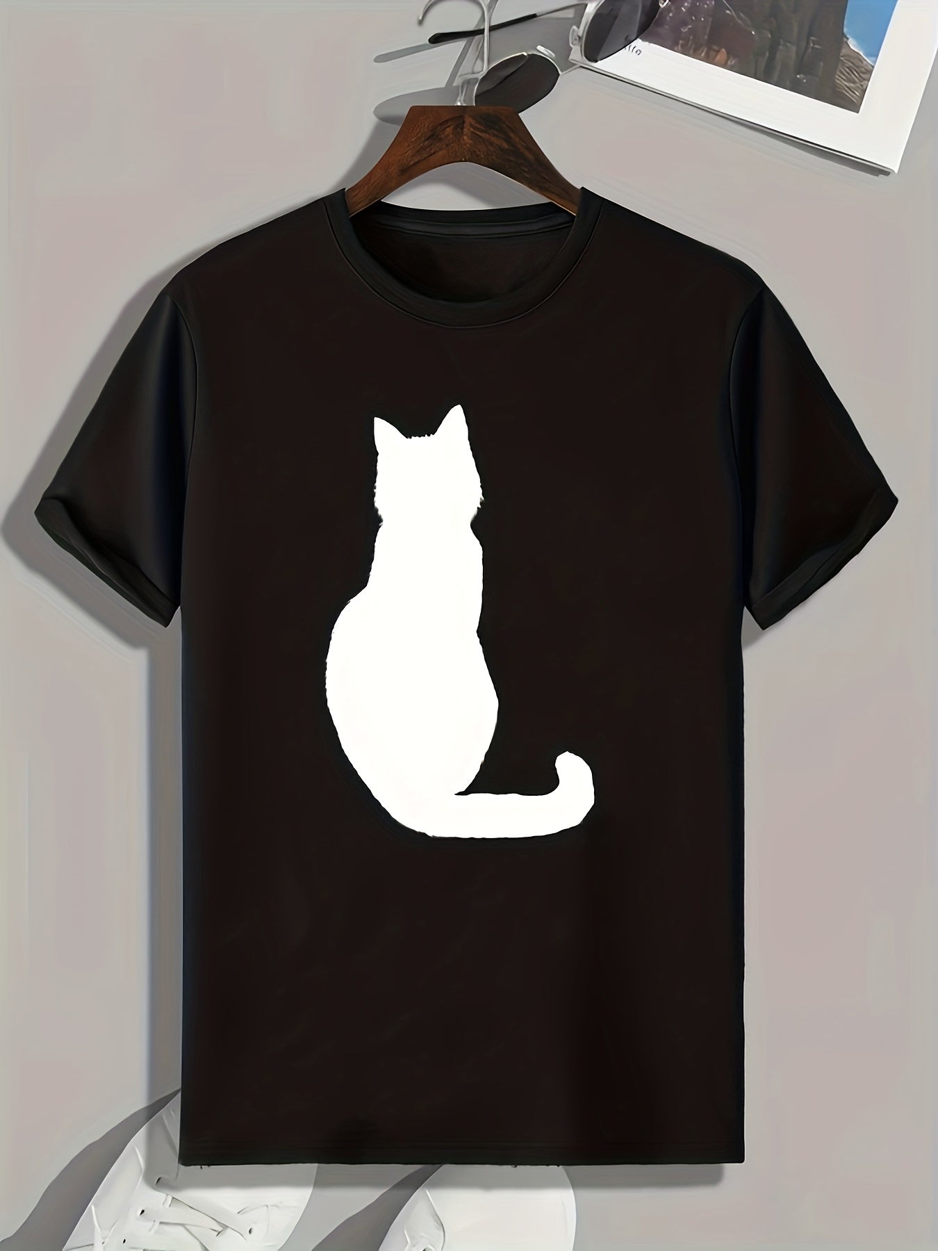 Cat Pattern Print Men's Comfy Sports T-shirt Graphic Tee