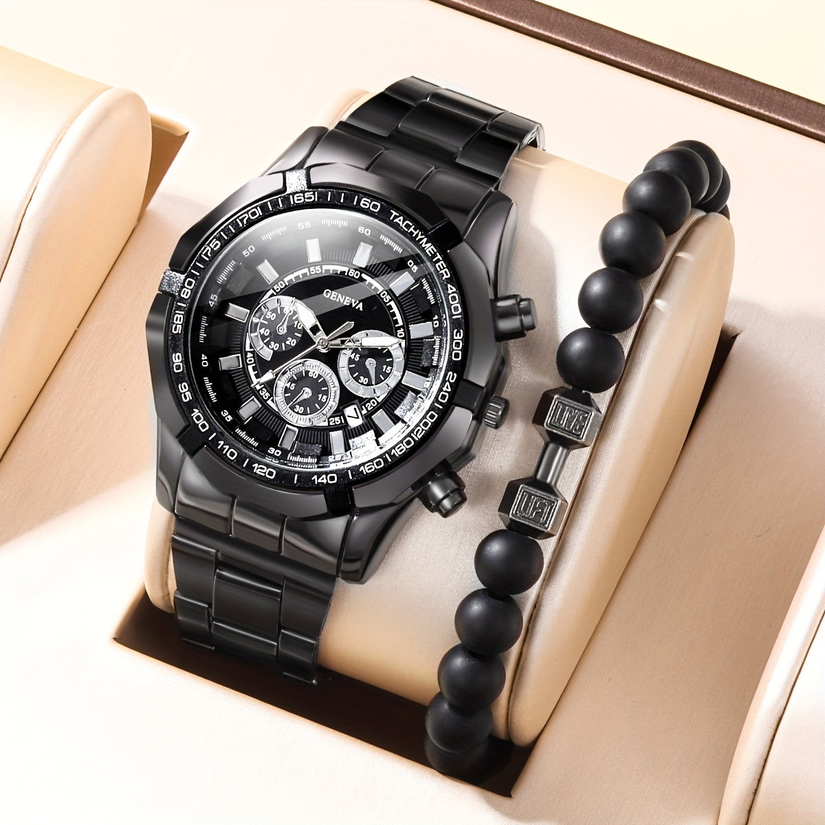 Boys Alloy Steel Band Quartz Watch & Bangle Set