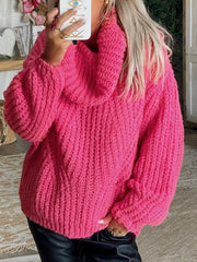 Ribbed Turtle Neck Sweater Loose Fit Pullover Jumper