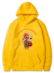 Skeleton Pumpkin Halloween Pattern Hoodie Sweatshirt for Girls