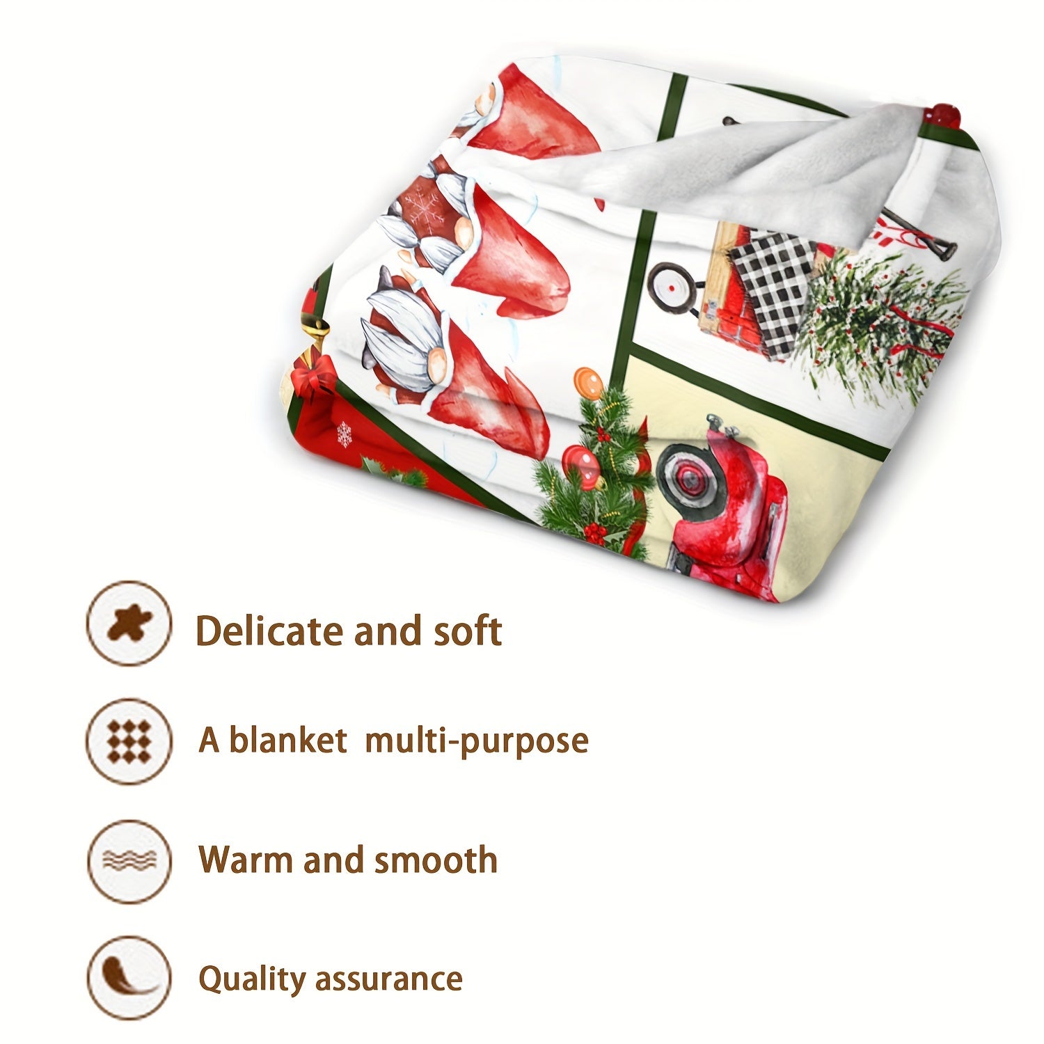 Christmas Holiday Santa Snowman Bird Flannel Blanket Soft Comfortable