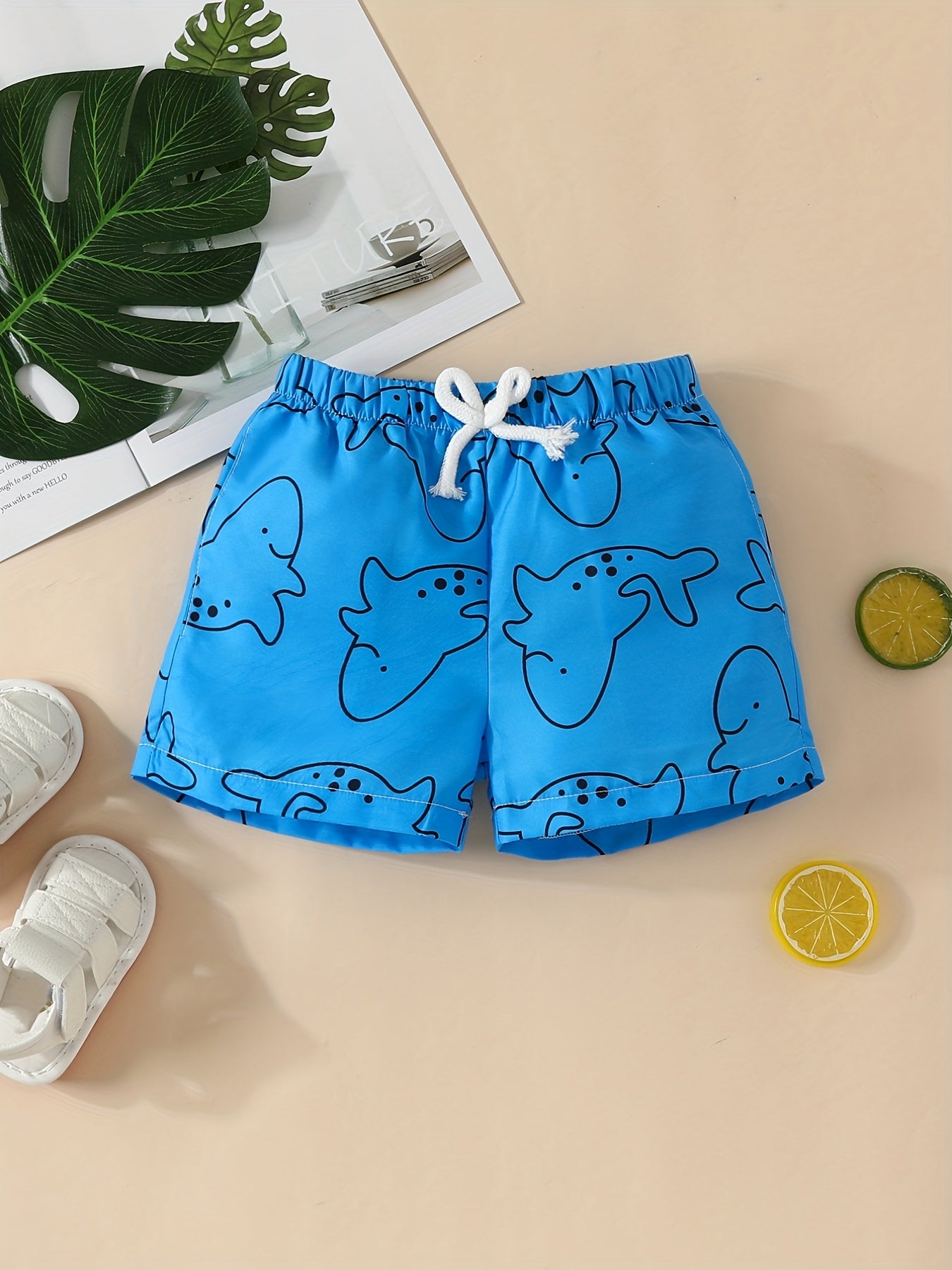 Baby Boys Cartoon Print Beach Shorts for Summer