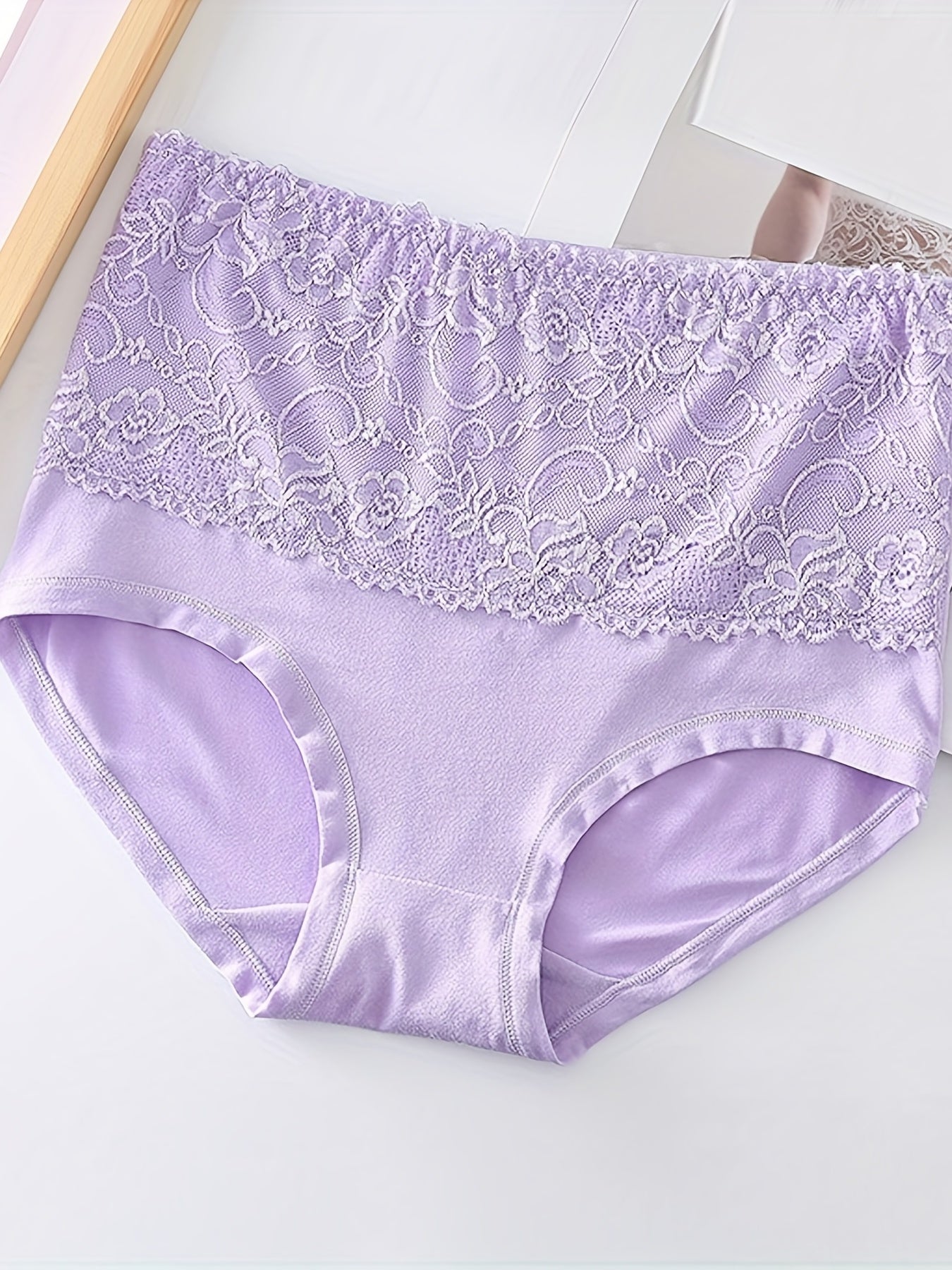 3 Pack Plus Size Lace High Waisted Briefs Set