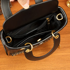Quilted Top Handle Satchel Crossbody Bag Leather Handbag Purse