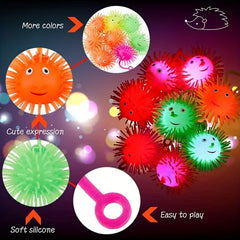 5PCS LED Luminous Hedgehog Fur Ball Glitter Ball Self-contained Elastic Ring