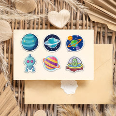 50pcs Gradient Planet Stickers for Kids Waterproof Sticker Pack