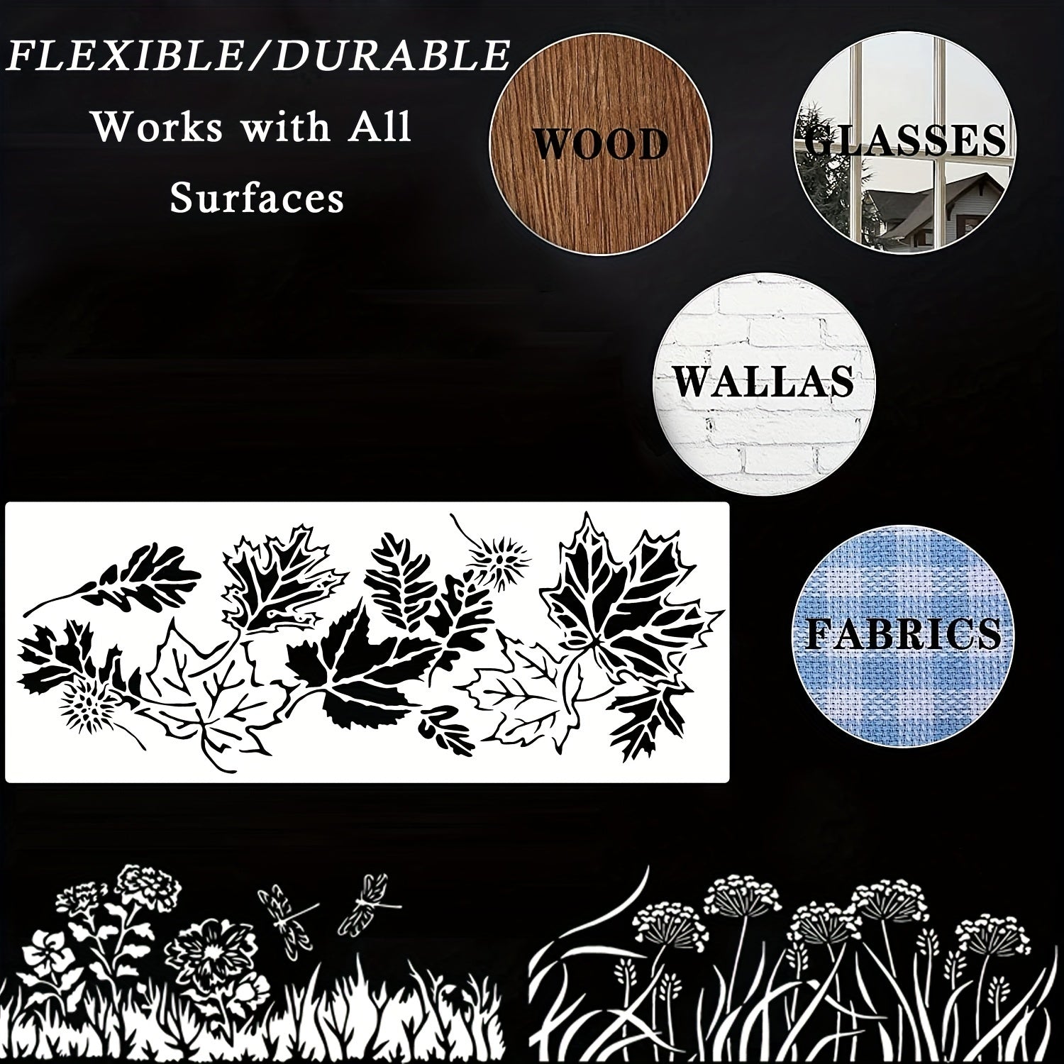 6pcs Flower Stencils For Painting On Wood Reusable Stencils PET DIY Drawing