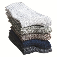 5 Pairs Men's Thick Wide Crew Socks for Spring Autumn