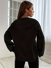 Letter & Number Print Crew Neck Sweatshirt for Women