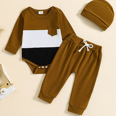 Baby Boys Long Sleeve Romper Top Trousers 2pcs Contrast Autumn Winter Outfit