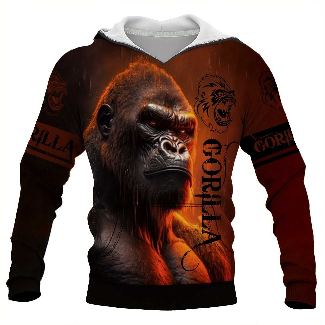 Chimp Print Hoodie for Men Kangaroo Pocket Graphic Pullover