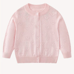 Girls Jacquard Button Down Knit Cardigan Top For Summer Night