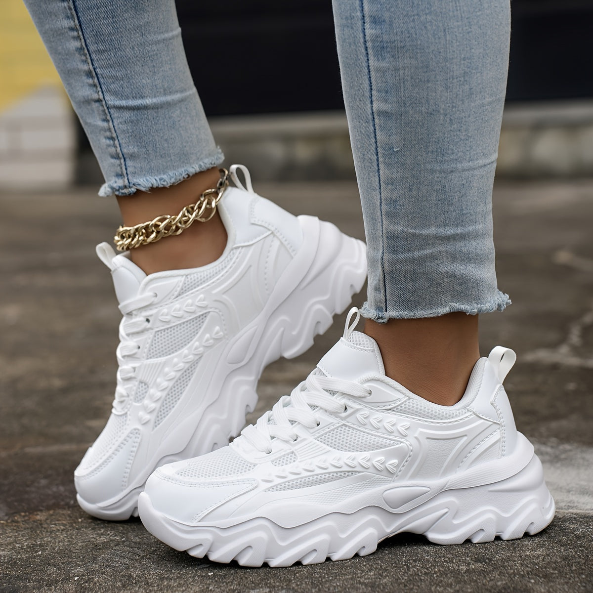 Women's Breathable Heighten Chunky Sneakers Casual Lightweight Running Shoes