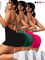 Women's Solid Yoga Jumpsuits Workout Sport Activewear