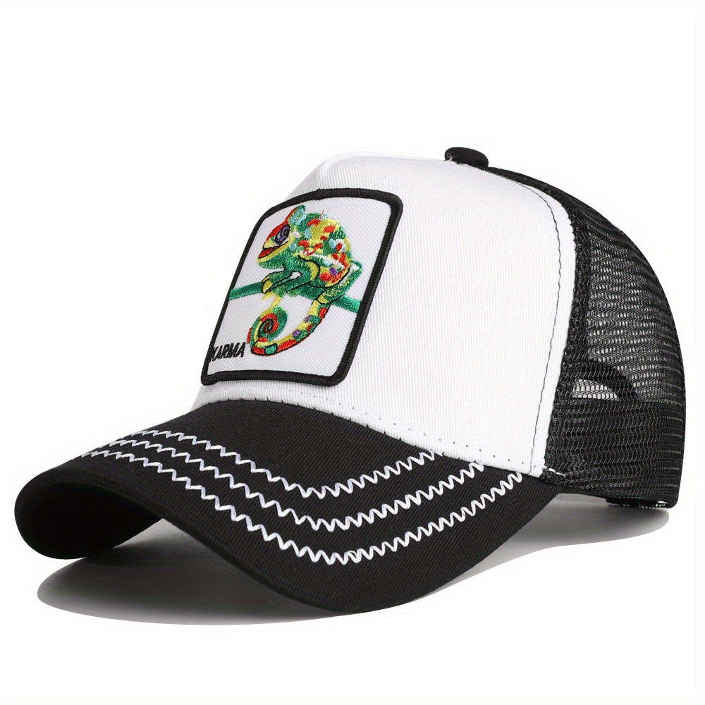 Lizard Embroidery Patch Baseball Cap Unisex Mesh Trucker Hat