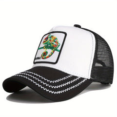 Lizard Embroidery Patch Baseball Cap Unisex Mesh Trucker Hat
