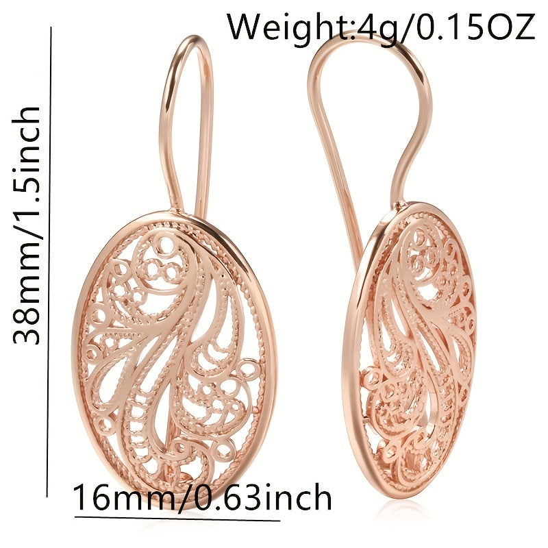 Geometric Vintage Cutout Pattern Earrings Golden Party Jewelry