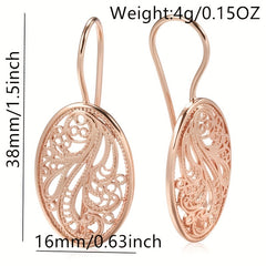 Geometric Vintage Cutout Pattern Earrings Golden Party Jewelry