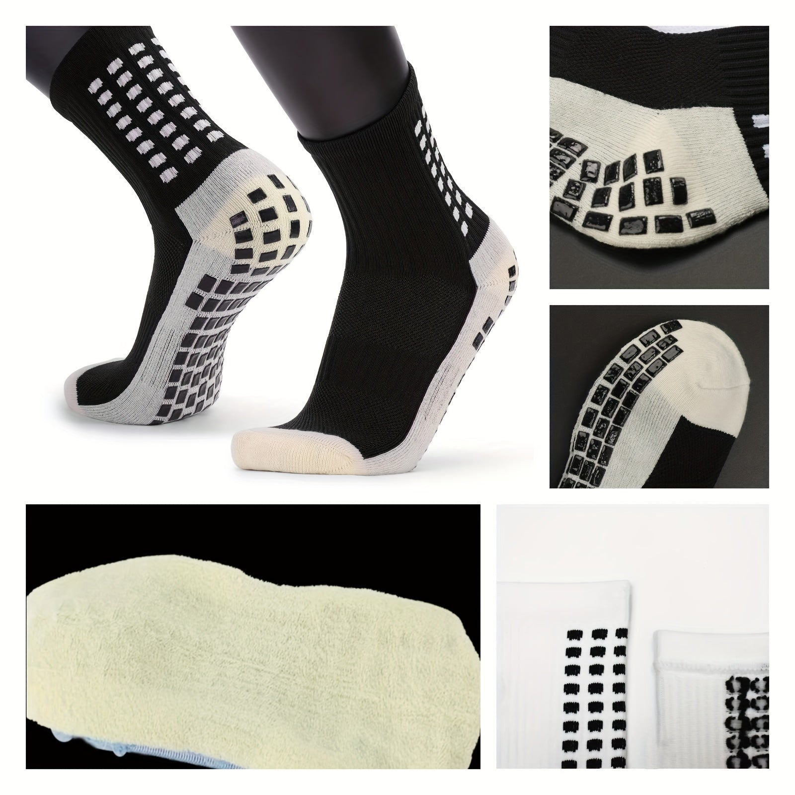 4 Pairs Men's Sports Grip Socks with Grip Pads